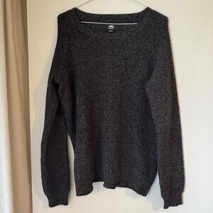 Roots Wide scoop neck cotton knit sweater size s, brand New jumper grey with tag